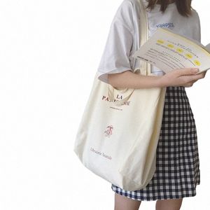 women Canvas Shop Bags Parisian Extra Large Grocery Handbag Shopper Eco Cloth Purse Cott Shoulder Bags Girls Books Tote 01Hu#