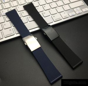 브레이슬릿 최고의 브랜드 품질 Navitimer/Avenger/Strap 24mm Watchband 브레이슬릿 2354149 용 Black Blue Soft Silicone 고무 시계 밴드