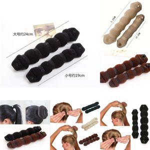 New 2Pcs Women Styling Former Magic Sponge Bun Maker Donut Ring Shaper Foam Braider Tool For Girl's DIY Hair Style Big Size