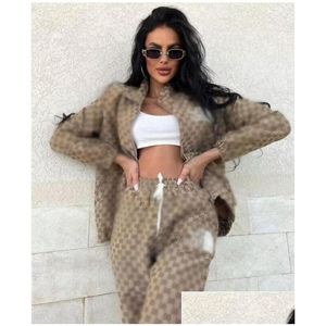 Womens Two Piece Pants New Brand For Tracksuits Casual Fashion Girls Printed Two-Piece Jogger Set Jacket Add Pant Ladies Tracksuit Swe Ot7Ak