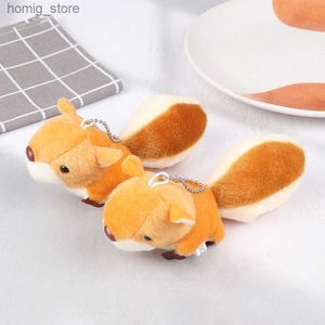 Plush Keychains Cute And Cute Big Tail Squirrel Pendant Plush Toy Little Squirrel Doll Cartoon Bag Pendant Keychain Doll Y240415