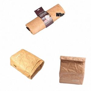 Yüksek kaliteli kahverengi kağıt öğle yemeği çantası yeniden kullanılabilir yalıtılabilir termal soğutucu çuval manyetik kapanma e4vm#