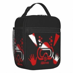 Custom Scuba Dive Aqua Red Idive OK torba na lunch Kobiet chłodne ciepłe izolowane pudełka na lunch dla szkoły studenckiej 88x4#