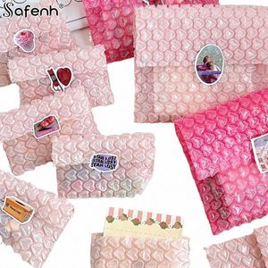 10st Pink Love Bubble Mailer Self-Seal Packaging Väskor Små Busin levererar vadderade kuvert Bubble kuvert Postväskor H9T6#