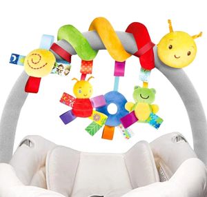 Baby Hanging Car Seat Toys Plush Activity barnvagn med BB -squeaker och skraller för Born Travel Toy 240407