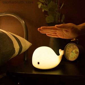 Lamps Shades Cute silicone dolphin night light with multi-color changes touch table light baby bed sleep light childrens gift room decoration Q240416