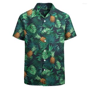 Herren lässige Hemden 3D -Druck lustiger Ananas Früchte Grafik Männer Kurzarm Lose Hawaii Beach Shirt Streetwear Summer Herren Kleidung