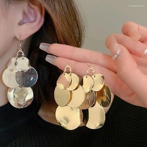 Серьги минималистские металлические круговые кисточки с длинным ухом для женщин для женщин модные простые украшения
