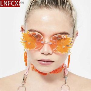 Solglasögon lnfcxi mode rimless sun moon solglasögon kvinnor godisfärger leende ansiktsgradient nyanser män uv400 y240416