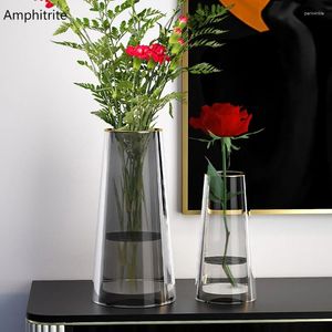 Vazolar Luxo Vazo Düğün Dekorasyonu İskandinav Şeffaf Cam Oda Altın Düzenleme Çiçeği Yaratıcı Ev Tasarımı Olun