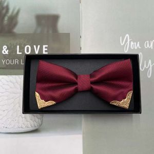 High End Wedding, Groom, Best Man, Wine Red British Bow, Solid Color Męska muszka, formalny trend garnituru