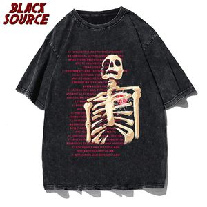 Kurzarm Männer T-Shirts übergroße Vintage Grafik T-Shirt Shutton Slklin Print Gothic Hip Hop T-Shirts Harajuku Skeleton Tops 3xl 240416