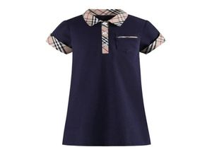 Girls Polo Dress 2020 Ins Summer New Short Rleeve Pocket Lapel Flaid Cllar Styles Wysokiej jakości bawełniana dziewczyna 039S Sukienka 6398141