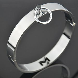 SM Metal Stainless Steel Neck Collar BDSM Sexy Leash Ring Chain Slave Bondage Toys Role Play Erotic Sex For Women Men 240412