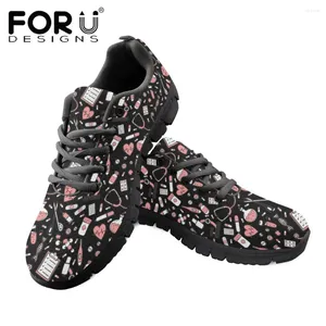 Casual Shoes FORUDESIGNS Equipment Nursing Print Ladies Lace Up Women Breathable Air Mesh Comfortable Zapatos