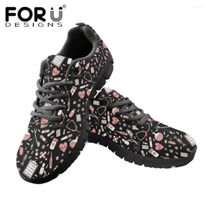 Casual Shoes Forudesign Equipment Nursing Print Ladies Lace Up Women Dreatble Air Mesh Bekväma Zapatos