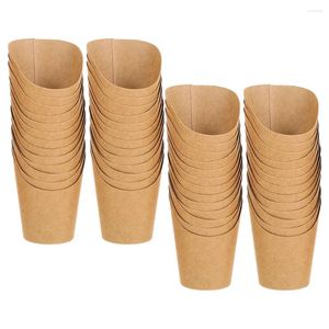 Mugs 50 Pcs Disposable Ice Cream Cup Containers French Fry Holder Cups Kraft Paper Fries Holding