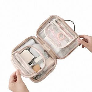 Хранение водонепроницаемое косметическое мешок с двойным слоистым хранилищем для хранения макияжа Многоэффективная большая емкость.