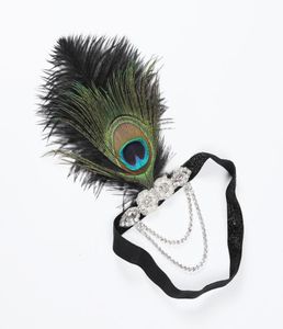 Art Deco 20th Century Peacock Feather Headdress Gatsby Feather Headband2039609