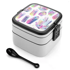 Dinnerware Magic Pack Bento Box Portable Lunch Wheat Straw Storage Container Pattern Background Crystal Repeat Gem Stone Floral