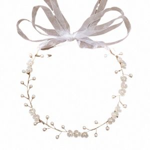 Elegant FR Pearl Wreath pannband brud bröllop dr accores girland headdr brud hårband hårvin bröllop smycken k25f#