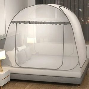 Prosty Jurt Mosquito Net Portable Camping Namiot pojedynczy łóżko dla dorosłych składanej siatki prętowej oddychają Y240407