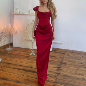 Cowl Neck Devel Dress Mermaid Long Burgundy Satin Party Prom Prom For Women