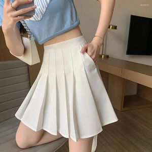 Skirts High Waisted Mini Skirt Women Golf With Shorts Underneath Skater Lining Black/White Preppy