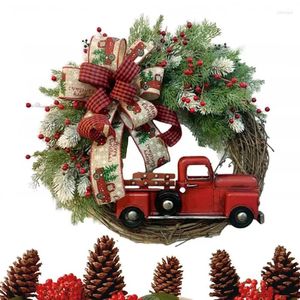 Decorative Flowers Front Door Christmas Wreaths Aesthetical Creative Garland With Large Bow Wall Arts For Garage Living Room