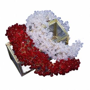 a416 Red White Crystal Bridal Headband Handmade Wedding Headpiece Elegant Bride Headdr Party Tiara for Women Tiara Headpieces z77d#