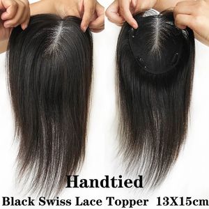 Capinames de mulheres de renda suíça Clipe em peças de cabelo Tampa de topper reto com tampa de tampo liso Branco Scalp natural 240401