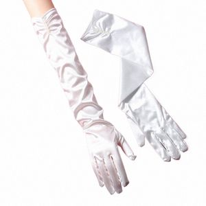 Weiße Perlenfinger LG Brauthandschuhe, elegante Ellbogen -Hochzeitshandschuhe, geeignet für Frauenhochzeitakromente W98M#