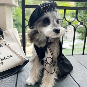 Hundkläder lyxklänningar modern stil svart vit kjol basker hatt kostym Yorkshire schnauzer neddy valp sommarkläder husdjur tillbehör