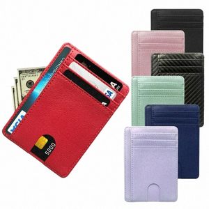 8 Slot Slim RFID Blockering av läderplånbok Kredit -ID -korthållare Purse Mey Case Cover Anti Stöld för män Kvinnor Män FI -väskor P37N#