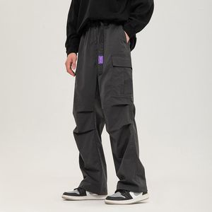 Pantaloni da uomo con cintura elastica carico in vita per uomini patachwork tasche per esterni sportivi sportivi da lavoro casual gamba