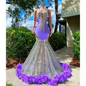 Purple Feathers czarne dziewczyny seksowne sukienki mermiady kantarki na przyjęcie urodzinowe
