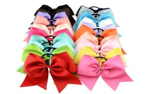 Big Bowknot Solid Girls Cheerleading Hair Bows Grosgrain Ribbon Cheer Bow Elastic Band Ponytail Hair Holder For Girl 5985753193