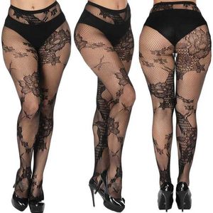 Sexy Socken doiaeskv sexy Frauen Dessous Fishnet Strumpfhosen sexy Jacquard Oberschenkelhohen Strümpfe Strumpfhosen Strumpfhosen Spitze Blumenrus und Größe 240416