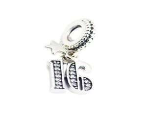 16 Charms de aniversário Número Dangle 925 Silver Silver Fits Original Style Bracelet 797261CZ H811042359606855