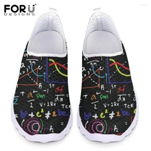 Casual Shoes Forudesigns Colorful Math Formel Mönster Ladies Air Mesh Slip-on Flat Women Spring Lightweight Sneakers Shoe