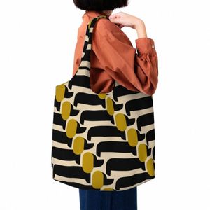 Roliga Orla Kiely Print Dog Show Jet Shop Tote Bag återanvändbar duk livsmedelsbutiker axelpåsar handväskor gåvor h5Hz#