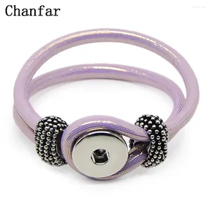 Charm Bracelets Chanfar PU Leather Snap Button Bracelet Jewelry With One Female For Women Men