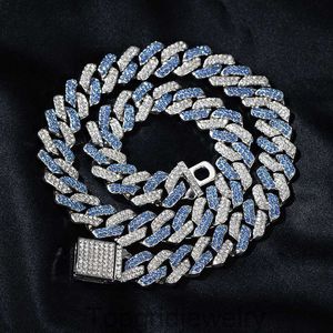 Kubansk kedja 14mm färg blockerad diamant full diamant lång halsband hiphop mens och kvinnors armband