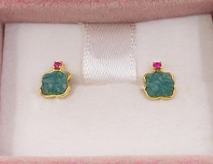Amazonite and Ruby RefのStud Gold Bear色のイヤリング925 Sterling Andy Jewel812783064831391