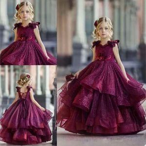 Adorabili abiti da fiore da ballo appliques in pizzo per bambini usura formale senza schienale 3d fiori di compleanno festa di compleanno abiti da concorso personalizzato