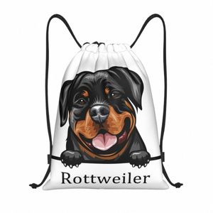 Custom Rottweiler Dog Draw String -Tasche für das Training von Yoga -Rucksäcken Frauen Männer Tier Sport Sportarten Sackpack i12m#
