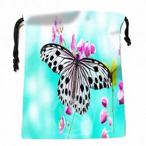 Nowa torba do przechowywania Butterfly FRS 18*22CM Satynowe torby sznurkowe kompleksowe torby dostosowywaj prezenty obrazowe J7OE#