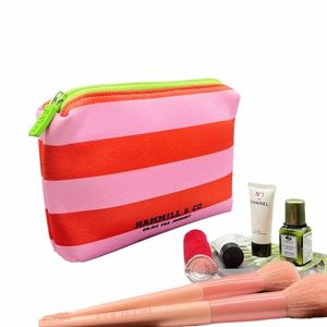 DHL100PCS Torebki kosmetyczne kobiety Neopren Kolor Stripe Waterproof Waterproof Makeup Bag T59G#