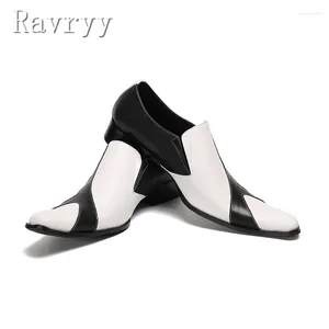 Dress Shoes Spring Brand Men's Business Black White Mixed Color Slip One Oxfords Gentleman Wedding