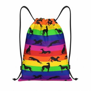 Greyt Greyhound Rainbow Drowstring Backpack Women Men Sport Gym Sackpack Portable Whippet Sighthound Dog Shop Sack Q6vm#